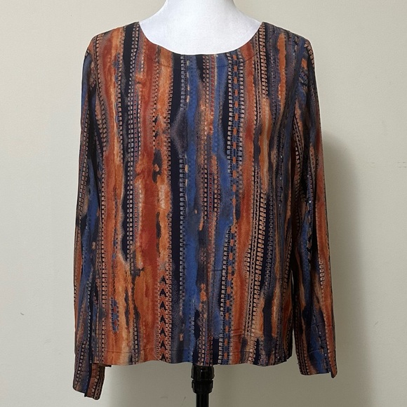 Coco + Carmen NEW Textured Stripes in Print Long Sleeve Popover Pullover S/M - Picture 3 of 16